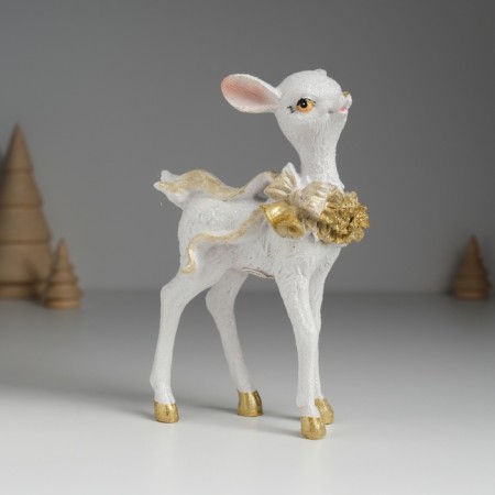 Polystone souvenir "Deer white with a bell" 10x5x15 cm