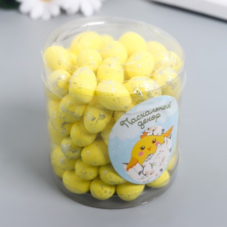 Easter decor "Egg - silver speck" set of 100 pcs yellow 1.5x1.8 cm, 8x8x8 cm-2