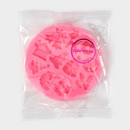 Silicone Mold Dolyana "New Year", 9.5 × 9.5 × 1 cm, pink color-5