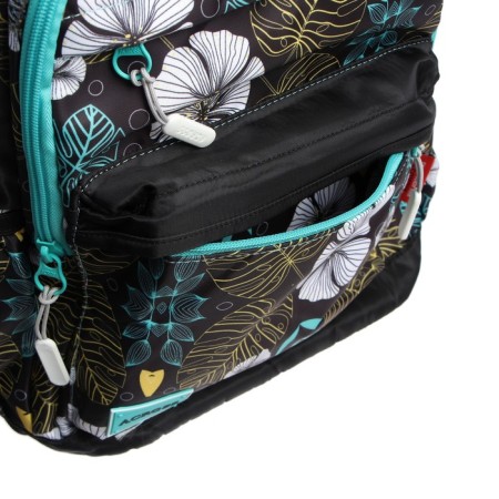 Youth backpack 43 x 29 x 18 cm, ergonomic back, Across 155, gray/turquoise 155-3-8