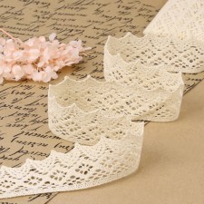 Knitted lace, 40 mm × 10 ± 1 m, beige color