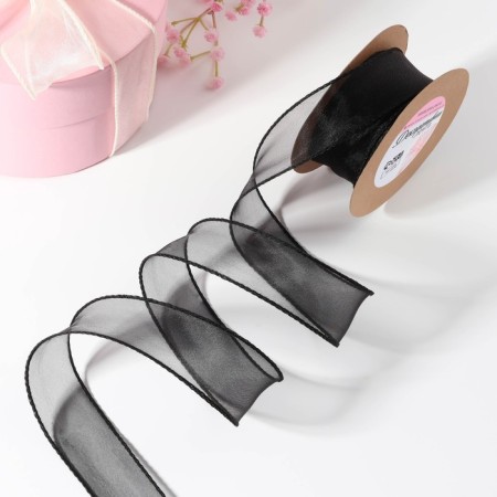 Kapron “wave” tape, with brilliance, 40 mm, 10 ± 1 m, black color No. 42-1