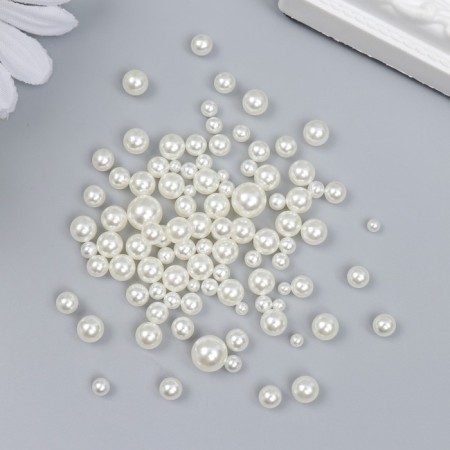 Decor for creativity plastic "Balls. Cream" d = 3-8 mm, set 10 grams