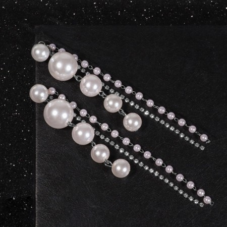 Earrings with pearls "path" to increase, white color in silver-2