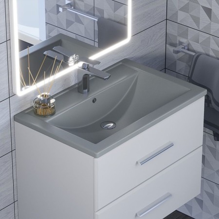 Sink uperwood Foster Quartz 70 cm, quartz, gray matte, concrete