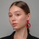 Earrings Metal "Eclipse" circle, red color