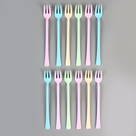 Plastic forks, in a set 12 pieces, color mix-1