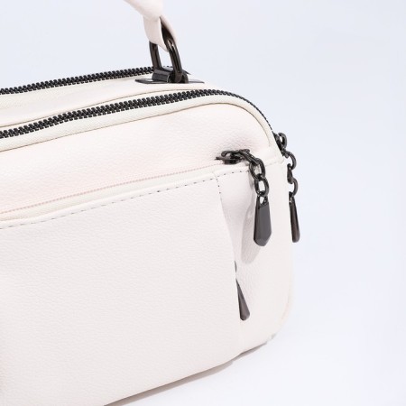 Bag Cross-Bodi with a zipper, white color-4