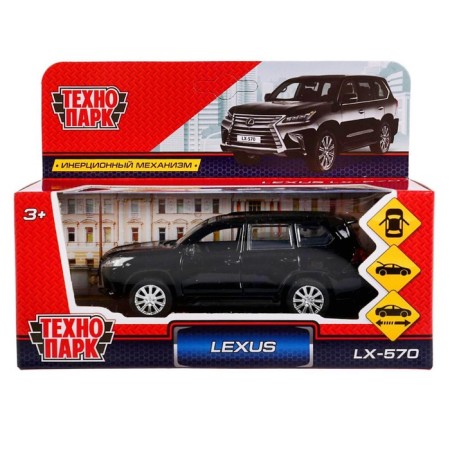 Metal machine "Lexus LX-570" 12 cm, the color is black, doors open, inertial-4