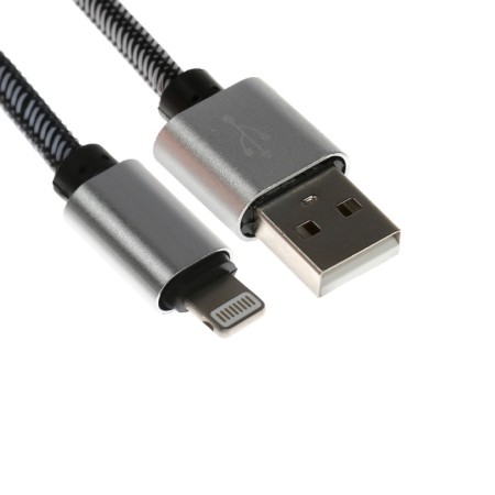 Lightning cable - usb, 2.1 a, nylon braid, 1 meter, silver