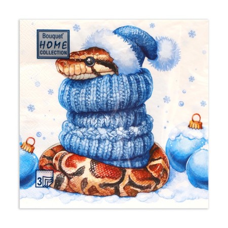 New Year's napkins Paper Home Collection CLASSIC "New Year's python", 3 layers, 33x33 cm, 20 pcs-1