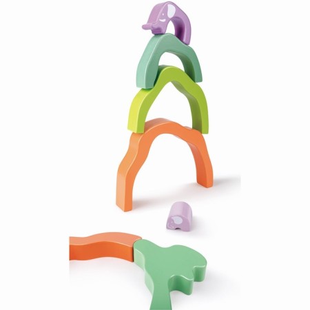 Developing toy 3 in 1 “On Safari with Elephants” for kids (pyramid, puzzle, play-balancer)-3