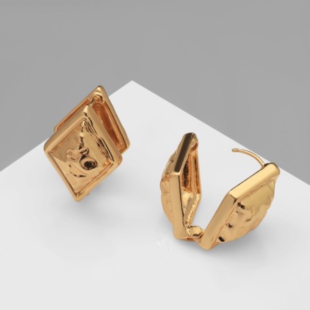 Earrings Metal "Chord" rhombus, color gold-1