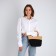 Female wicker bag without fastening, black/beige color