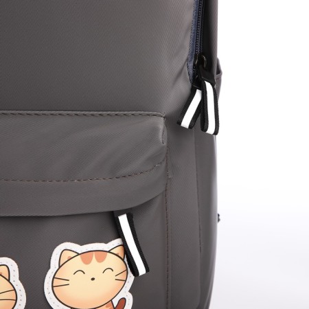 Young backpack from textiles on lightning, waterproof, 4 pockets, color gray color-5