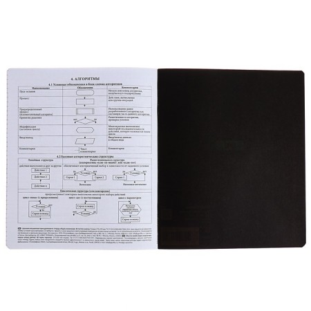Subject notebook, 48 sheets, cage, computer science, erichkrause "Inscription", cardboard cover of Twin-lax, unit offset 100%, info block-6