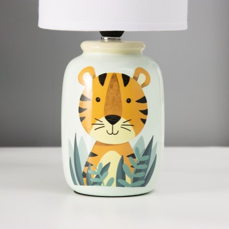 Board lamp with lampshade Risalux "Tiger" Children's, E14, 40 W, Green, 13 × 13 × 27 cm-5