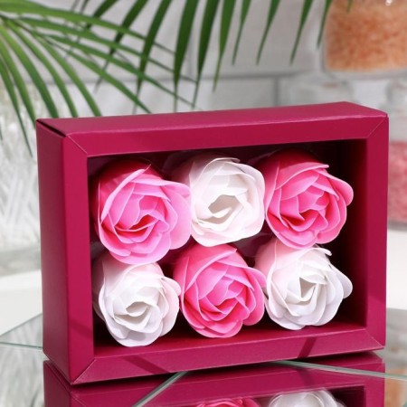 Soap roses, white and pink, set of 6 pcs.-1