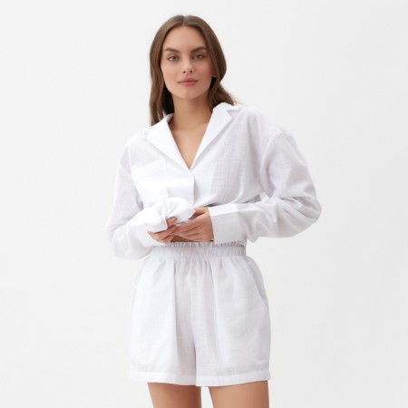 Female pajamas (shirt and shorts) KAFTAN LINEN, R.40-42, White-2