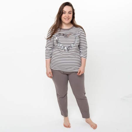 Female set (longshit, trousers), brown color, size 46-3