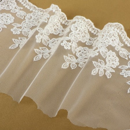 Lace on a grid, 150 mm × 9 ± 0.5 m, white color-1