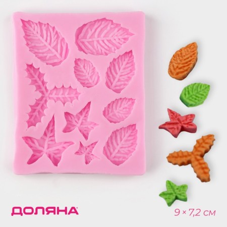 Mold Dolyana "Leaflets", silicone, 9 × 7.2 cm, pink color