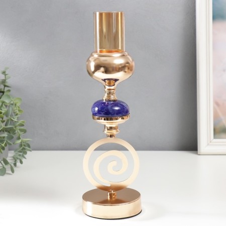 Summary Metal for 1 candle "Spiral. Blue marble element" gold 33x10x10 cm-2