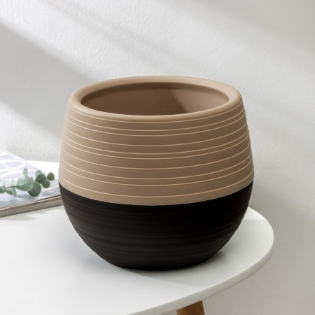 Pot for flowers with a duo pallet, 2.5 l, chocolate-coffee color with milk-1