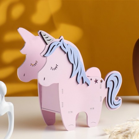Kashpo wooden 21.5 × 7 × 21 cm unique "unicorn", pink lilac