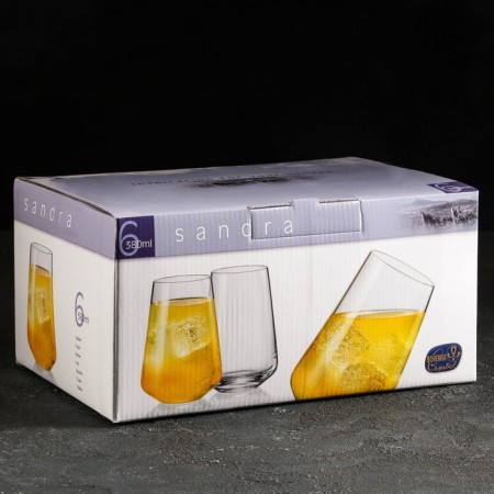 A set of water glasses Bohemia Crystal "Sandra", 380 ml, 6 pcs-1