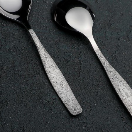 Dessert spoon "Uralochka", h = 16 cm, thickness 2 mm, silver color-1