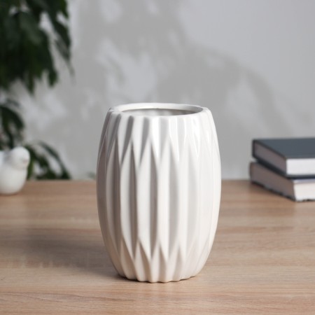 VAZA Ceramics Table "Thiago" Faces, 14x9.5 cm, white