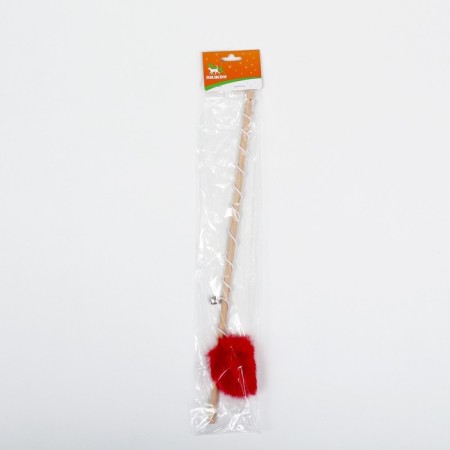 Testing "Fluff" on a wooden stick, with a bell, 36 cm, red-3
