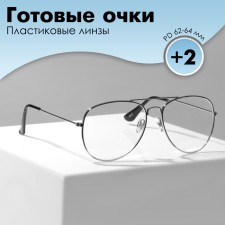 Glasses GA0498 (Color: C1 silver; diopter: +2; tint: no)