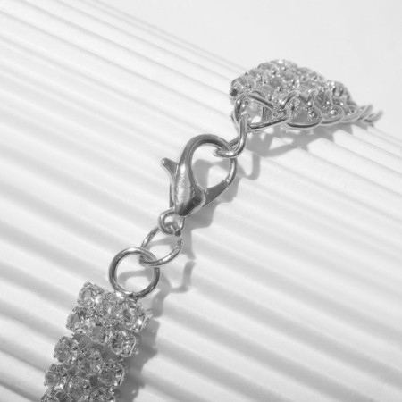 Bracelet with rhinestones "Bright" rectangle, white color in silver, 18 size-1