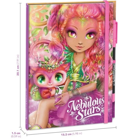 Notepad for Girls Nebulous Stars Hazelia, on an elastic band, with a ballpoint pen-2
