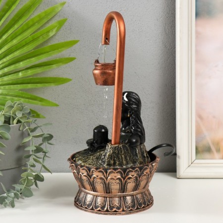 The desktop fountain "Black shiva under the golden jug" 14.5x14.5x30 cm-3