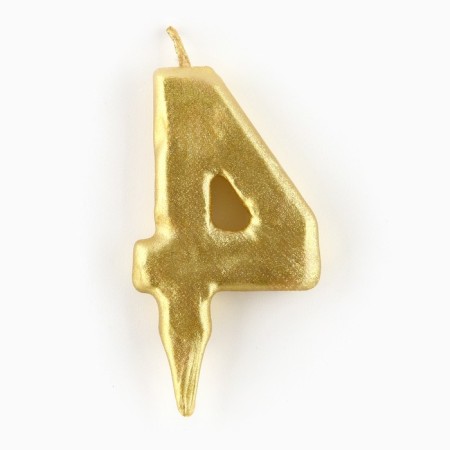 Candle for a cake, number "4", gold.