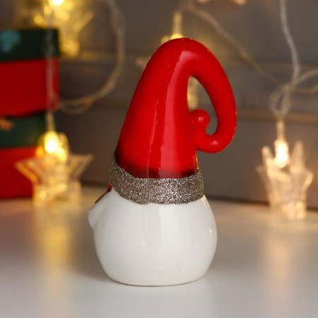 Souvenir ceramics Light "Snowman, red scarf and cap, golden heart" 13.5x7.5x7.5 cm-4