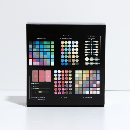 Professional set for makeup (shadows for the eyelids and eyebrows, shine, corrector, blush)-11