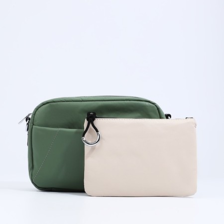 Bag Cross-Bodi with a zipper, green color-2