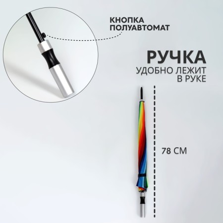 Umbrella - a semiautomatic “rainbow mood” cane, Eponge, 16 spokes, r = 48 cm, multi -colored-1