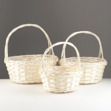 A set of baskets of 3 pcs, d40xh17.5/40 cm, d34xh15/35 cm, d28xh13/30 cm, white, willow