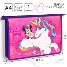 A4 notebook folder, on lightning, plastic, Minnie Mouse and unicorn