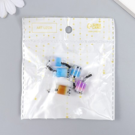 Decor for creativity Glass, plastic "Unmuffy in a jar with a loop" mix 1x1x2.3 cm-4