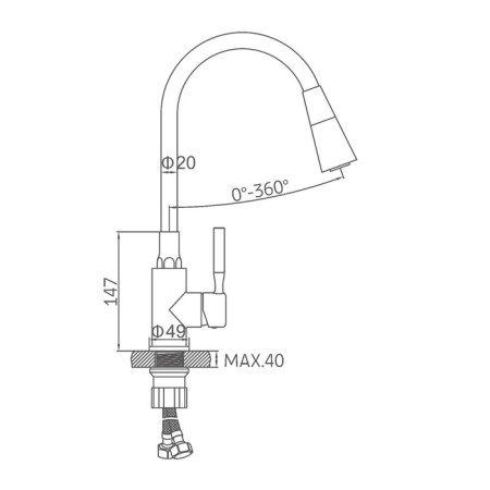 Accoona A9890F-3 kitchen mixer, single-leaf, flexible spout, 2 modes, black-7
