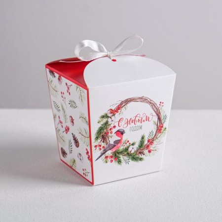 Bonbonerka "New Year's Wreath", 7.5 x 8 x 7.5 cm, New Year-1