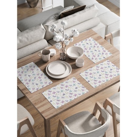A set of napkins for setting the table "Butterflies and chamomile", rectangular, rounded edges, size 30x46 cm, 4 pcs