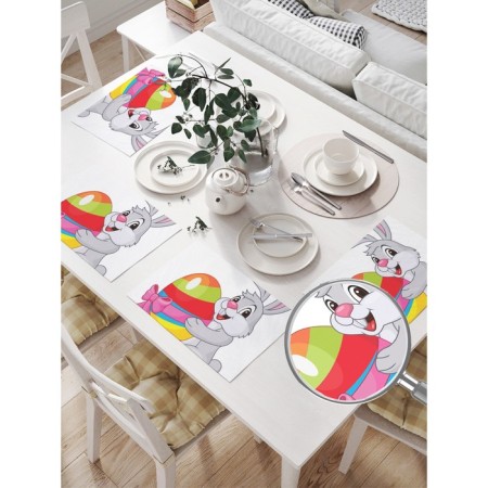 A set of napkins for setting the table "Easter egg in a ribbon", rectangular, size 32x46 cm, 4 pcs-1