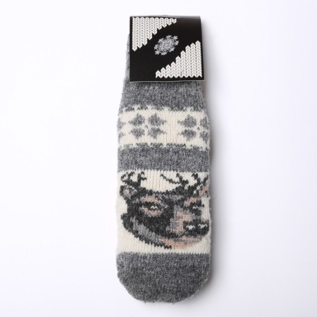 Women's woolen mittens "deer", gray color, size 20-22-3